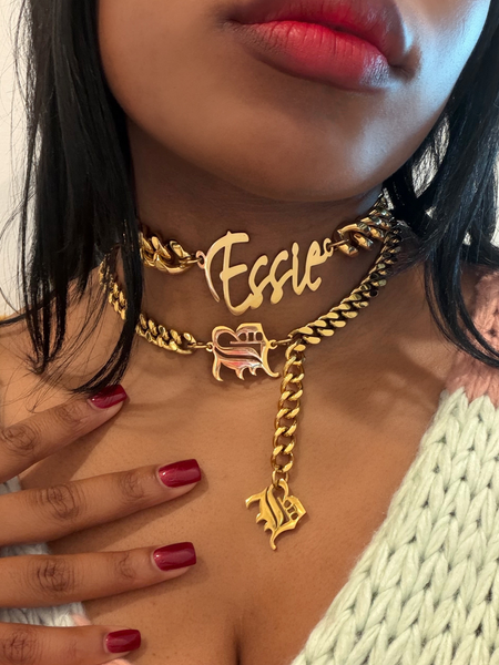 Love Letter Initial (A-Z) Cuban Drop Necklace (10mm) – Lela Aura